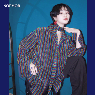 外套24春秋新款 y2k亮闪闪发光DISCO复古宽松衬衫 千禧彩虹 NOPMOB