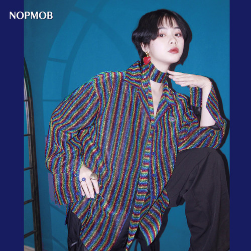 nopmob千禧彩虹y2k21disco衬衫