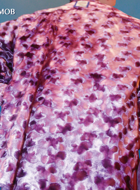 NOPMOB 空蛹出蝶 墨染丝绒慵懒宽松扎染亮闪闪蝴蝶紫色长袖衬衫