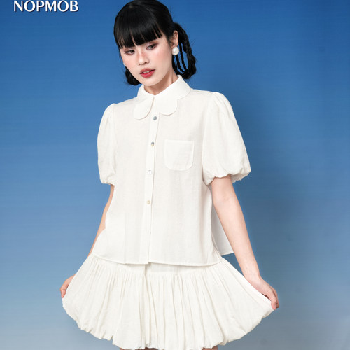 NOPMOB白色桔梗短袖衬衫套装