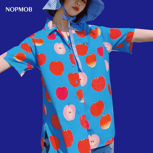 nopmob皮囊普鲁士宽松短袖衬衫