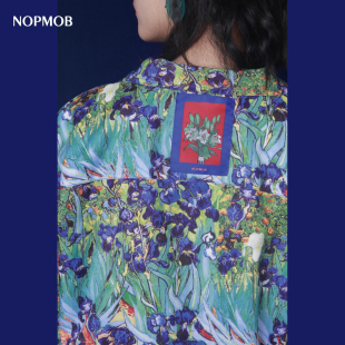 NOPMOB梵高后印象派鸢尾花油画设计感小众百搭花卉印花衬衫 男女