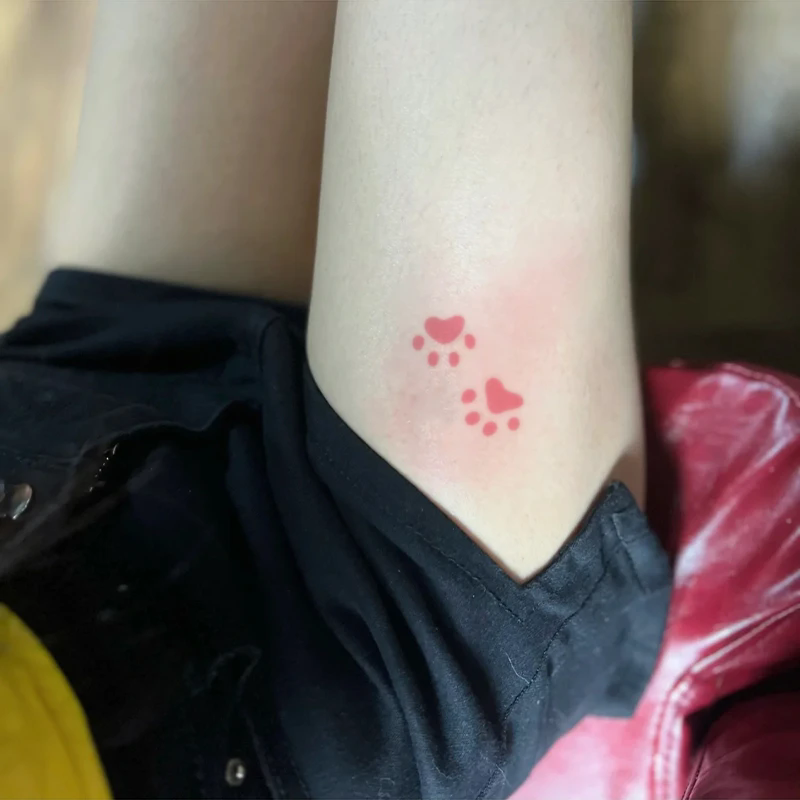 粉粉猫爪可爱少女变色纹身贴防水持久大腿ins网红爆款辣妹卡通