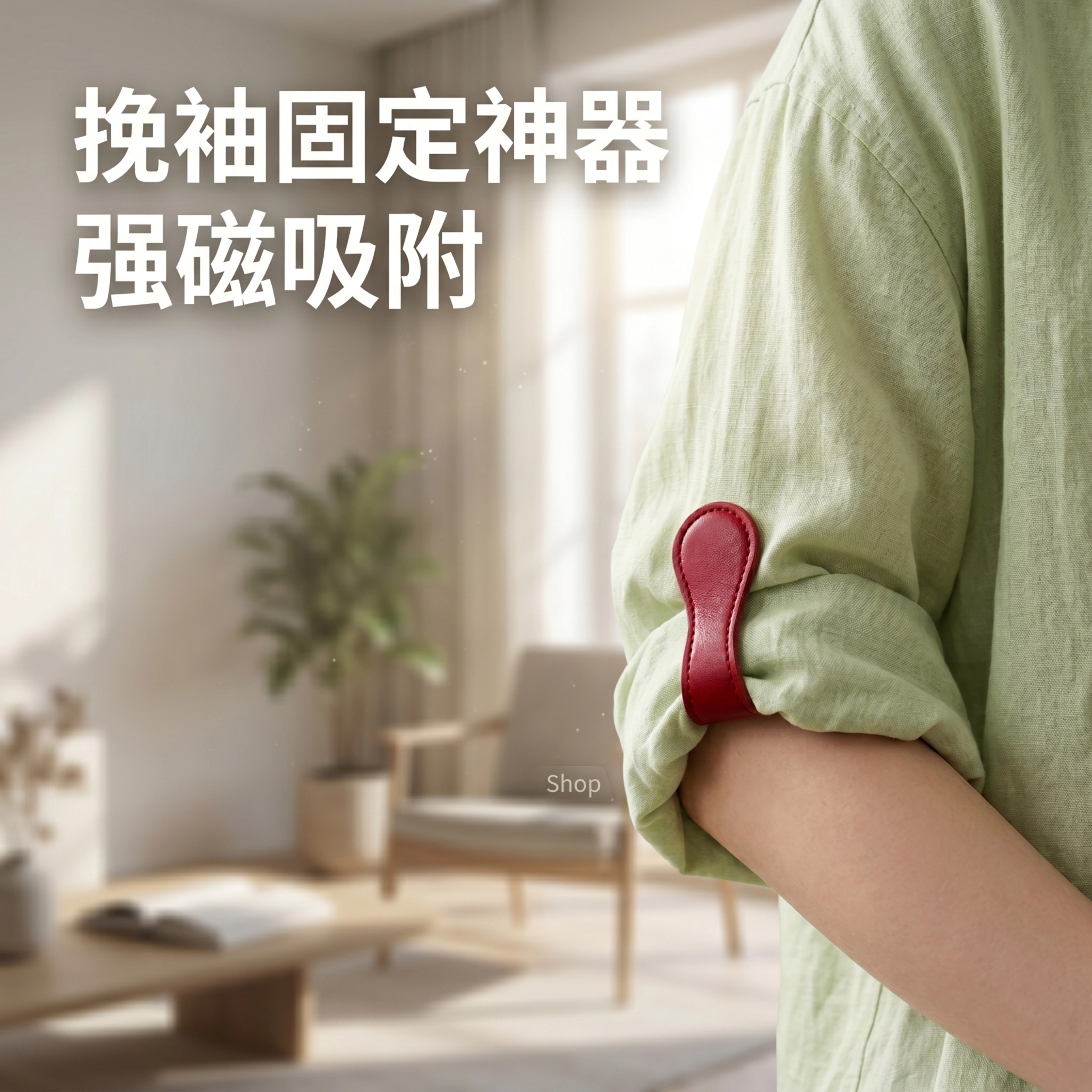 t恤袖口挽边神器衬衫毛衣裤子免缝扣子衣服皮革磁力挽袖磁吸固定