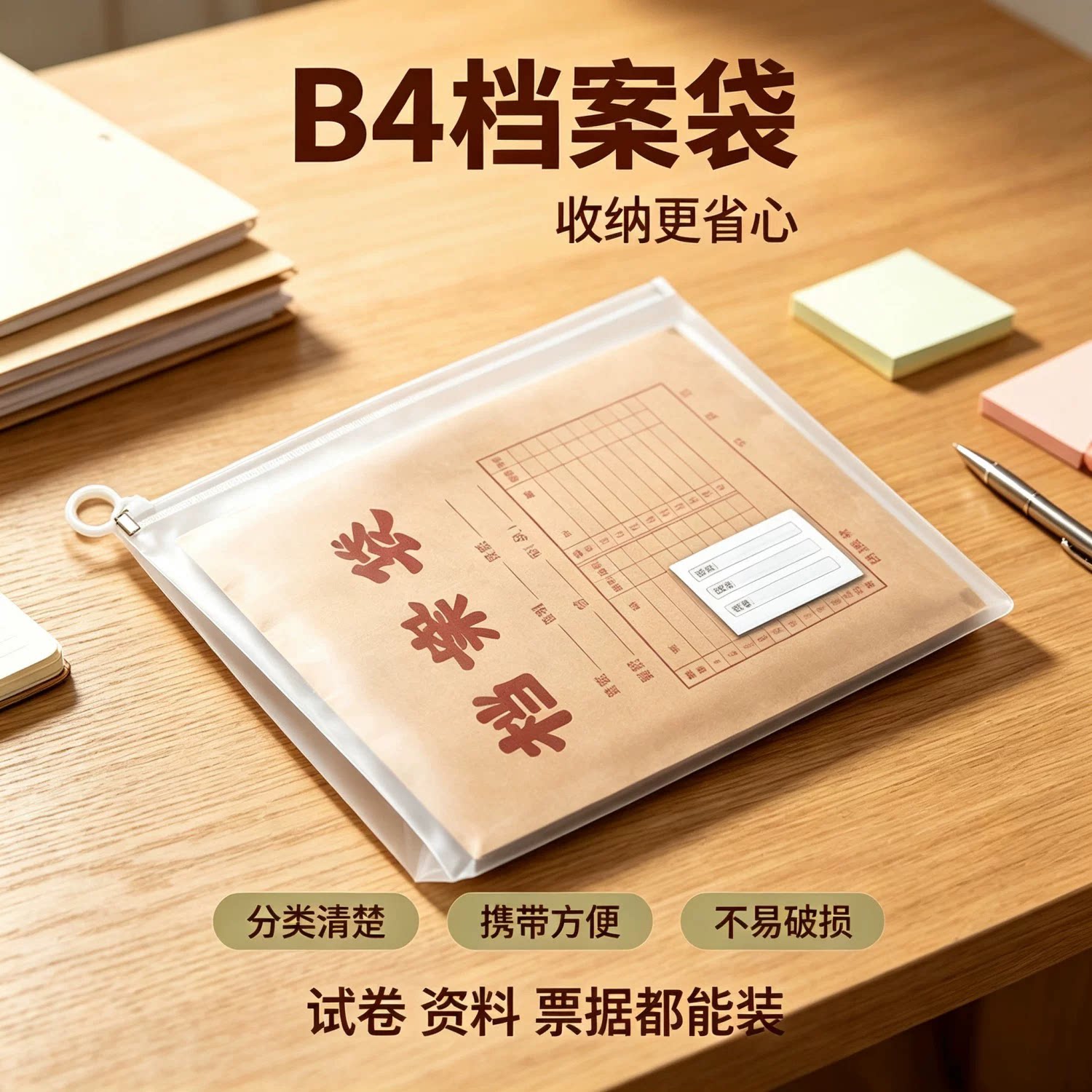 档案专用袋FC透明防水加厚拉链式