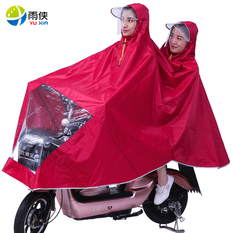 双人电动车雨衣男女士防水母子