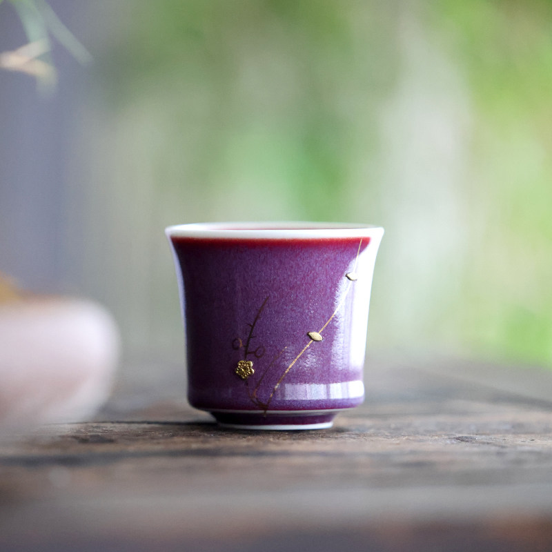 宫廷风单杯钧窑反口功夫茶杯陶瓷茶具品茗杯钧瓷茶杯中式主人杯子