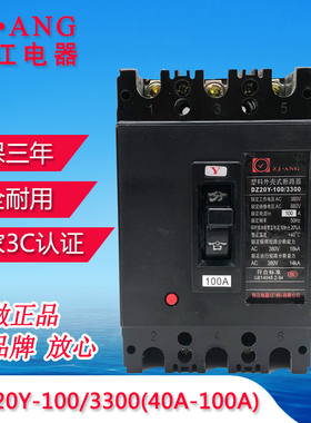 珠江DZ20Y三相塑壳式断路器100安380V3P400a200A160a空气开关4P