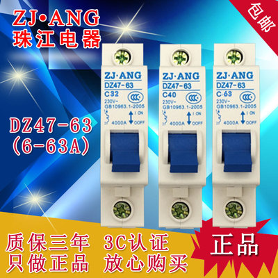 珠江DZ47-63小型断路器单极空气40A开关保护器1PC6A-63A家用电闸