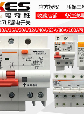 粤奇胜YQS47漏电保护器开关空调热水器220V单相家用总开关2P63A