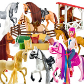 跨境头可动马鞍可拆卸牧场野马模型大马厩农场场景过家家马场