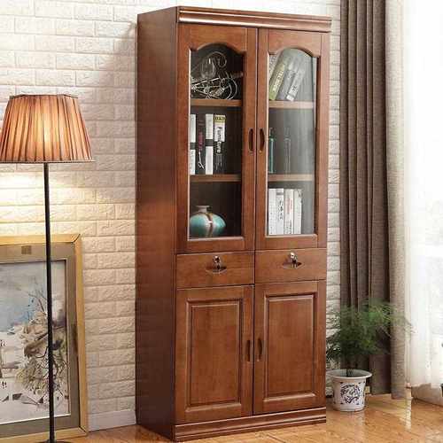 新款直销实木书柜 现代中式2门3门5门组合书橱办公室文件柜橡胶木