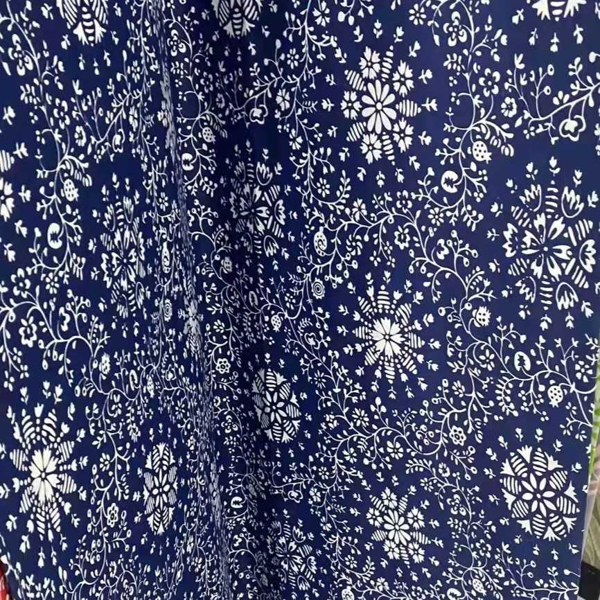 新款直销2.4宽幅乌镇蓝印花帆布 农家乐蜡染布料中国风兰花布桌布