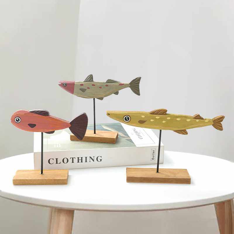 新款直销地中海风格手工制作创意木质小鱼桌面摆件样板房软装电视,玩具/童车/益智/积木/模型,钓鱼类玩具,淘宝优惠券,粉丝福利购,淘宝优惠卷