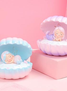 新款直销创意美人鱼小夜灯贝壳星星灯卡通女孩公主小摆件氛围灯装