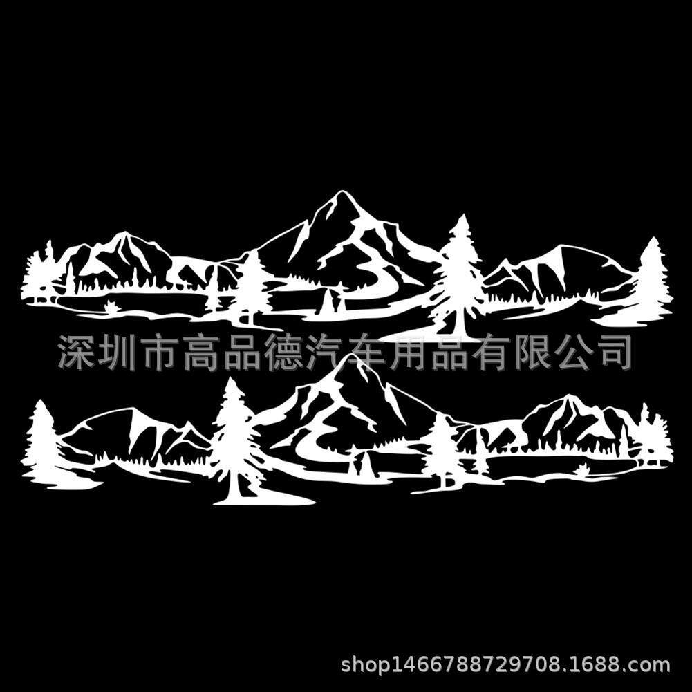 新款直销山脉森林图腾装饰汽车贴纸改装拉花松树图形 侧门贴 车身