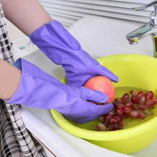 新款直销【加绒款】家务手套 pvc彩色短款 清洁洗衣洗碗拖地加厚