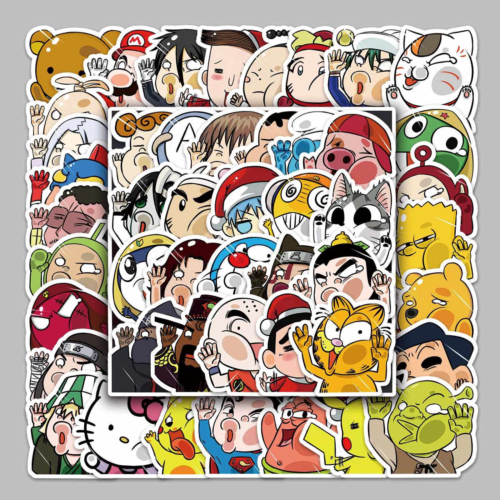 新款直销51张不重复贴玻璃系列搞怪涂鸦行李箱笔记本电脑滑板车卡