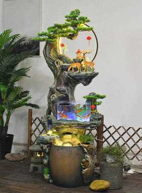新款直销中式假山流水喷泉加湿器摆件生财客厅鱼缸山水景落地新居
