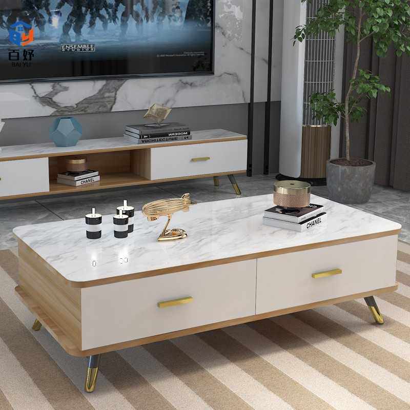 新款直销新式轻奢电视柜茶几组合小户型简约现代钢化玻璃茶几电视