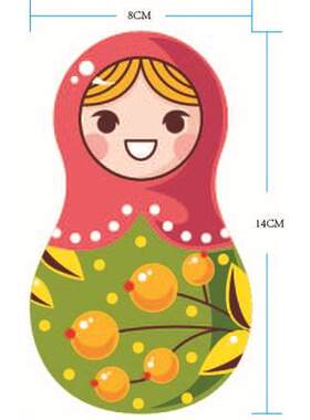 新款直销AY627木拉城堡 可爱卡通俄罗斯娃娃贴纸随意贴开关冰箱衣