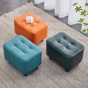 新款直销长款皮艺小凳子家用门口换鞋ins风脚凳客厅茶几凳矮凳简