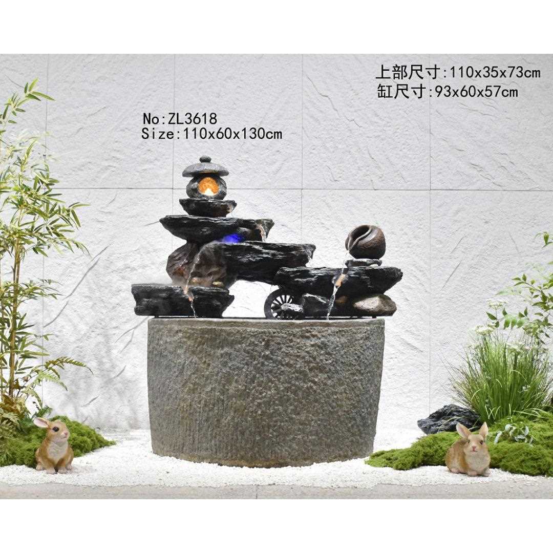 新款直销户外假山流水喷泉庭院花园阳台景观水车流水风车轮鱼池造
