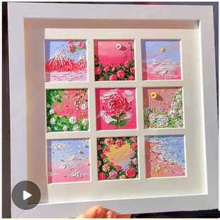 新款直销正方形九宫四宫格油画棒相框10X10绘画装裱画框作品挂墙