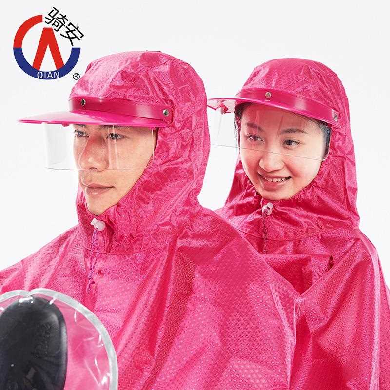新款直销雨披双人电动车头盔式面罩雨衣女成人加大加厚摩托车电车