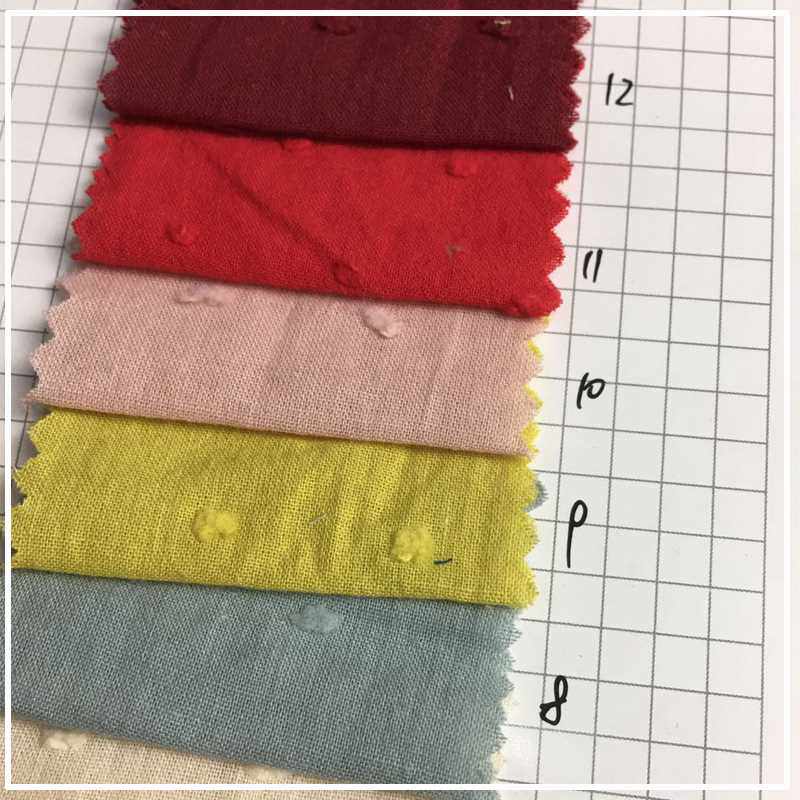 新款直销全棉纱罗砂洗提花梭织70克 提花毛球点 春夏衬衫连衣裙童