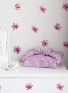 新款直销fun-f380外贸紫色花朵卧室客厅衣柜橱窗家居背景美化墙贴