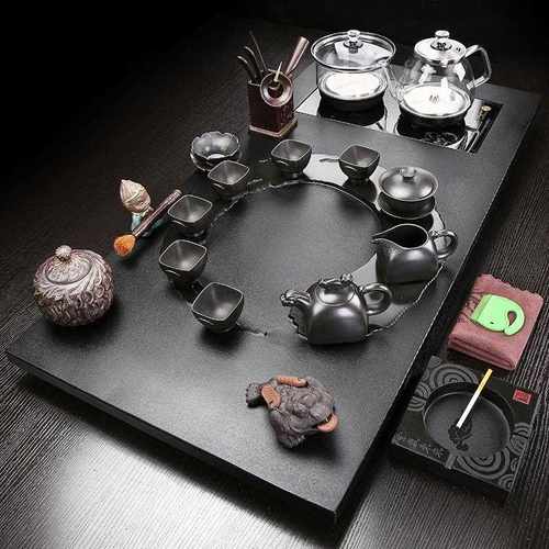 新款直销乌金石茶盘简约功夫茶具套装办公大号茶海家用全自动一体