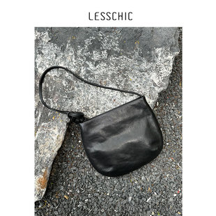 小众款 复古植鞣牛皮通勤半圆斜跨包 LESSCHIC