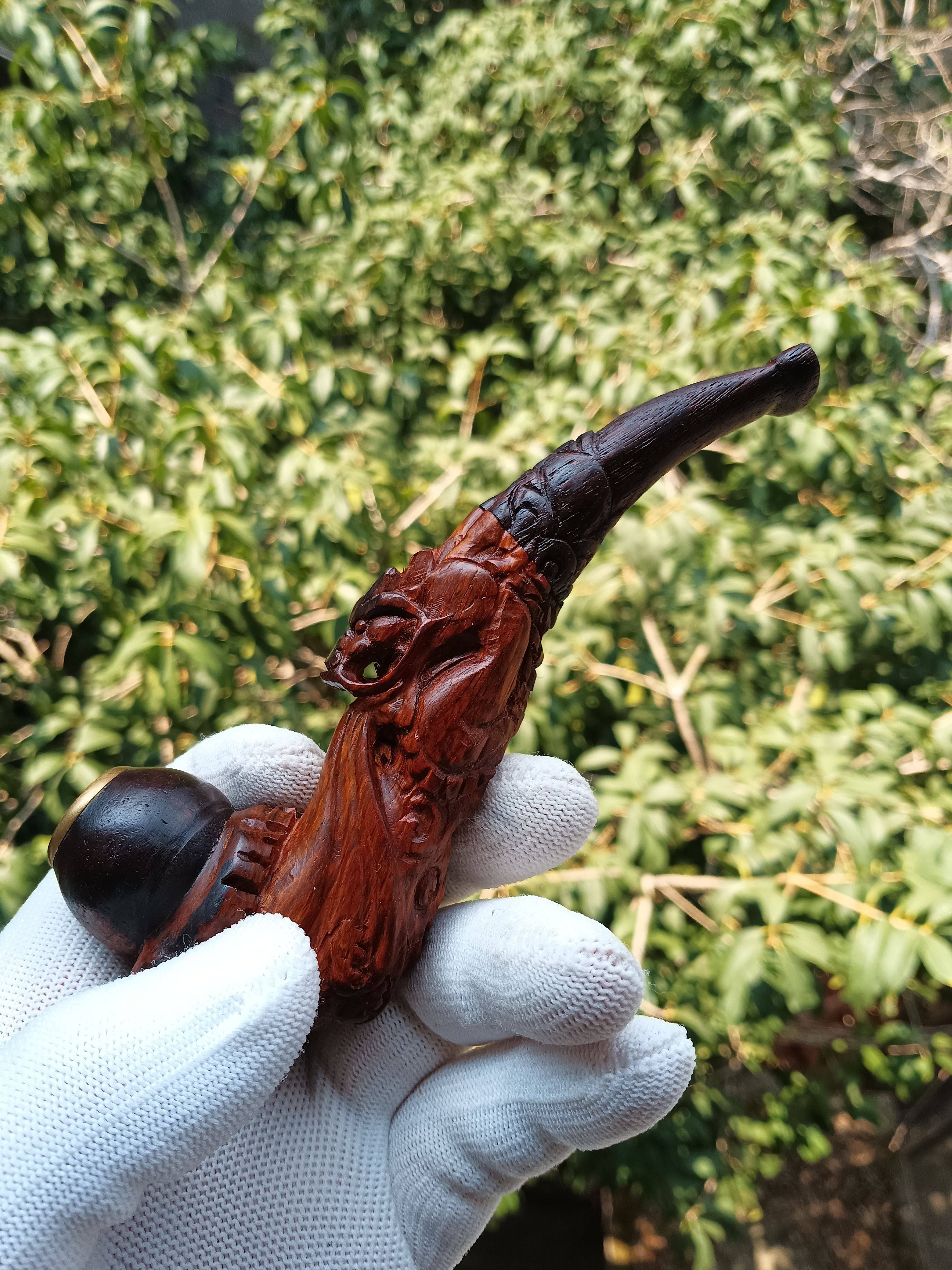 烟斗世家 红木工艺烟斗雕龙烟嘴收藏把玩鉴赏黄花梨老料一物一拍