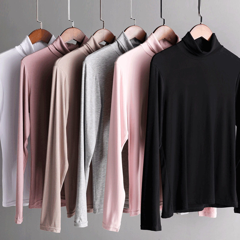 薄款高领打底衫女2019秋冬新款莫代尔中领长袖T恤上衣胖mm200斤|ruв категории Нижнее белье, тепло. - от Buy2taobao.com для оказания профессиональной услуги покупки агента Taobao