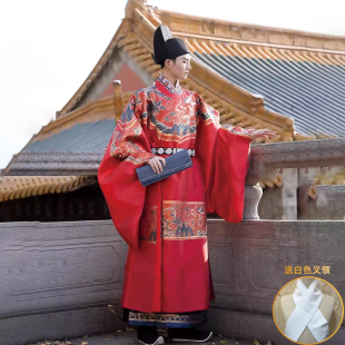 喜庆男女款 明制圆领袍原创汉服妆花蟒袍大码 婚服 金玉满堂 布许