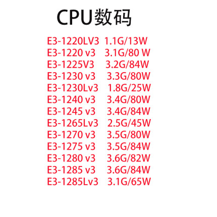 E3-1220L v3/1220/1225/1230/1230L/1240/1245/1265L/1270/1275