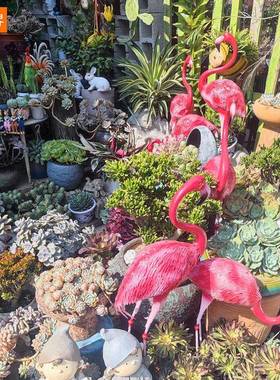 白洁婚礼道具落地式铁制火烈鸟装饰品小花园配件户外园艺橱窗展示