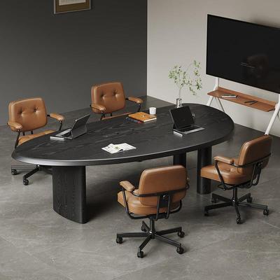 实木异形商务办公接待培训洽谈桌椅组合小型6人会议桌轻奢高级感