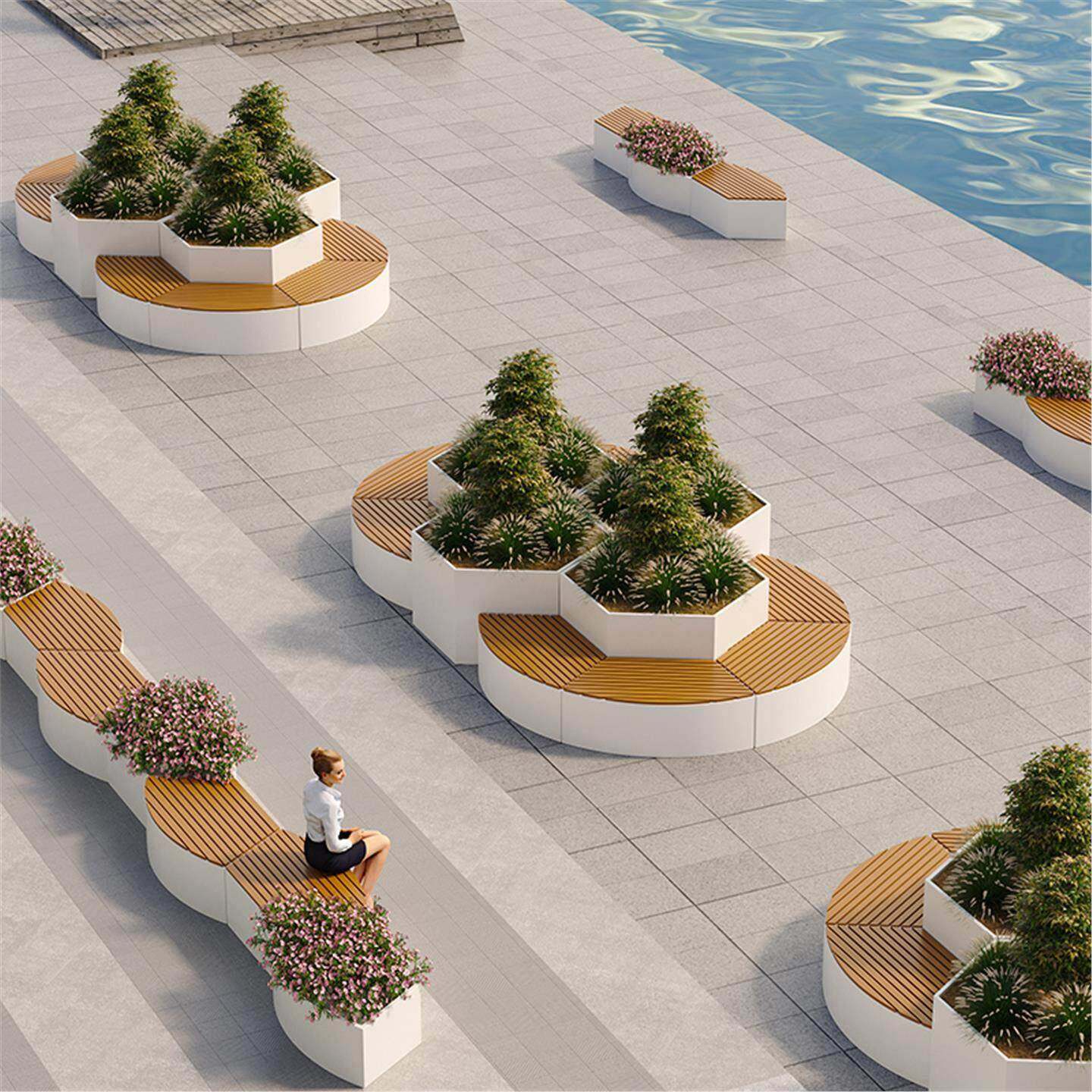 户外铁艺不锈钢成品花箱坐凳组合定制室外长方形花槽花池围栏隔断,商业/办公家具,花坛/花箱,淘宝优惠券,粉丝福利购,淘宝优惠卷