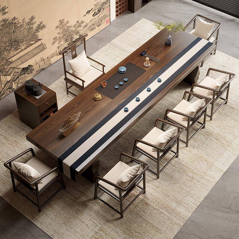 新中式实木大板茶桌2025新款高端办公室接待茶台轻奢现代高级感