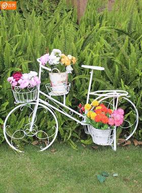 创意店铺橱窗装饰拍摄落地摆件道具家居饰品自行车服装店铁艺花架