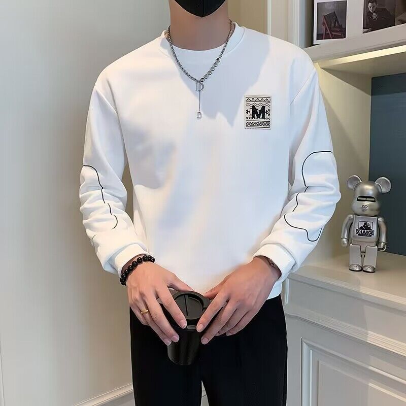 加绒卫衣男士潮牌ins保暖打底衫2025春秋季新款爆款印花长袖上衣