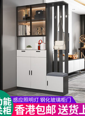 【香港】入户玄关鞋柜一体实木进门客厅屏风酒柜隔断门玄关柜