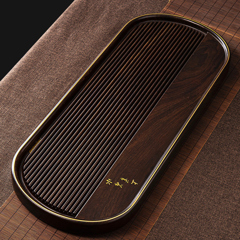 整块黑檀木茶具排水式托盘