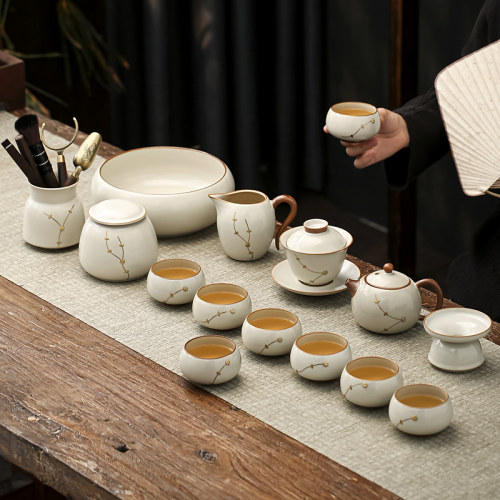 【纯手造锔钉】古法汝窑茶具套装