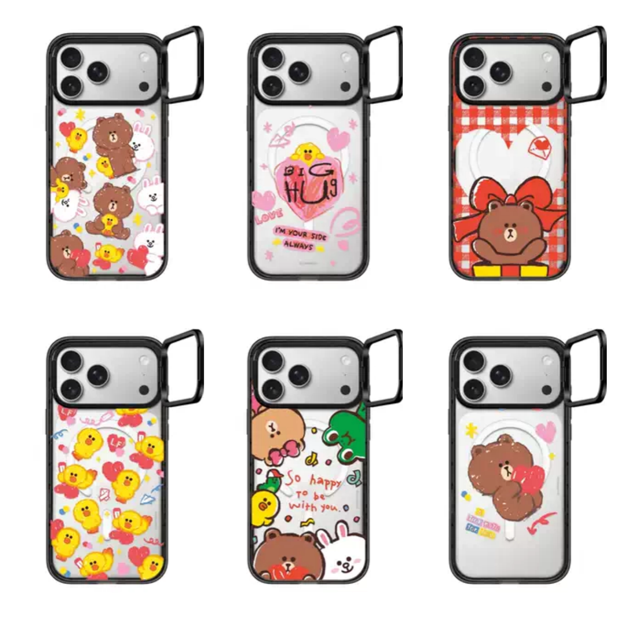 C家MagSafe新款镜头框支架Line Friends布朗熊适用于iPhone17promax手机壳16pro15可爱14防摔13亚克12保护套