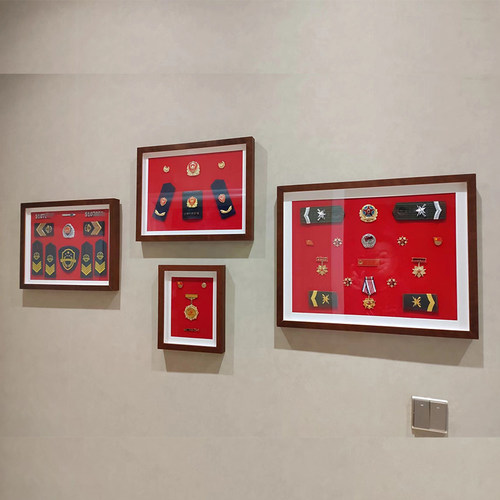 奖章收纳框徽章相框实木挂墙挂墙