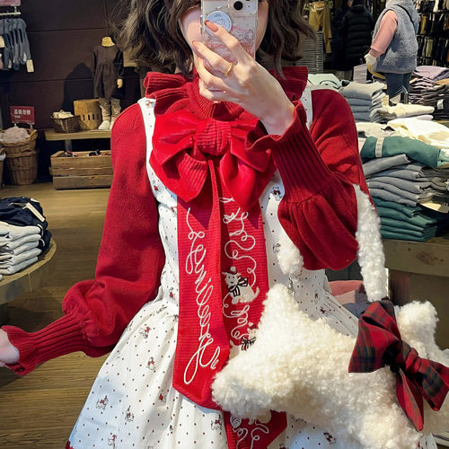 【雾棉】圆领毛衣内搭秋冬打底可爱泡泡袖Lolita毛衣针织保暖内搭