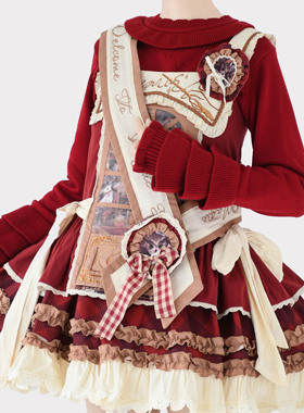 花边袖现货秋冬加厚打底内搭可爱Lolita圆领毛衣针织保暖内搭